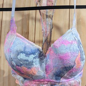 Pink by Victoria's Secret Tropical Lace Push-Up Bra, Pastel Marble, Unlined